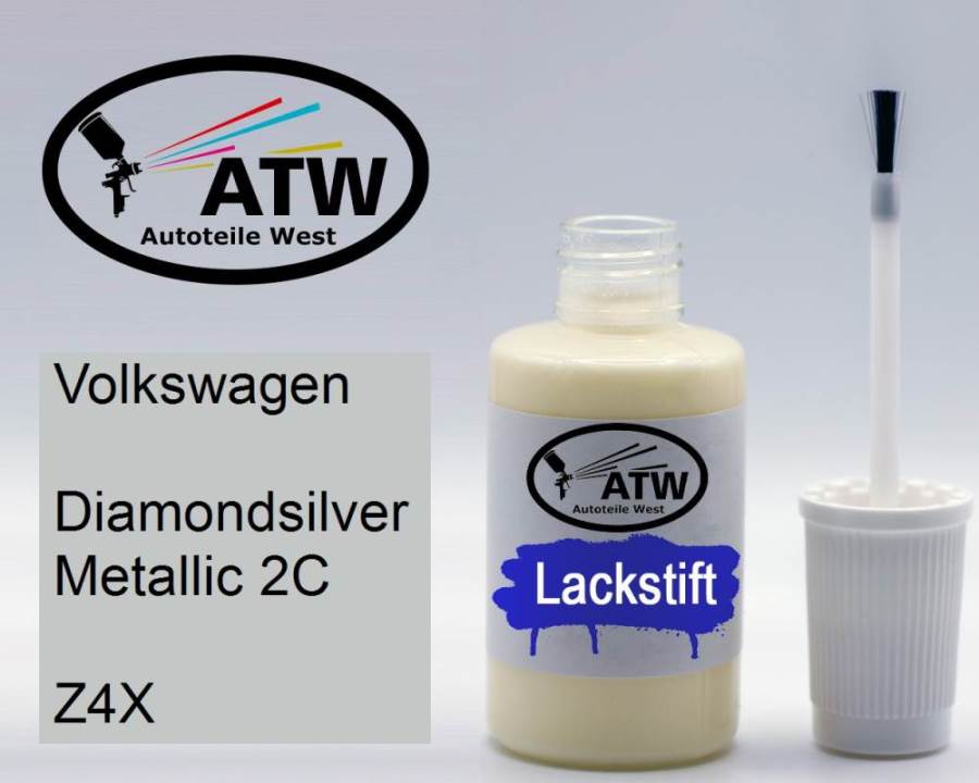 Volkswagen, Diamondsilver Metallic 2C, Z4X: 20ml Lackstift, von ATW Autoteile West.